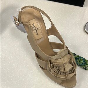 Valentino Women's Beige Heels with Floral Detail